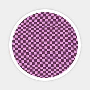 Dark Purple and Pink Distorted Warped Checkerboard Pattern III Magnet